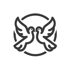 Peace Doves Icon, Minimalist Line Art, Symbol of Harmony
