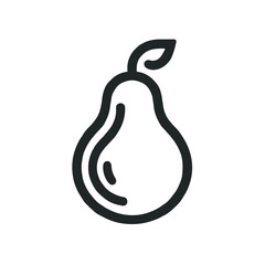 Pear Icon, Clean Line Illustration, Orchard Fruit
