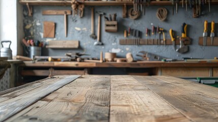 Carpenter's table, working place, tools on the wall, wooden table, hobby, business, work, hands work