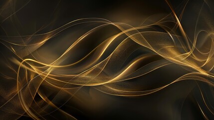 intricate detailed 3d rendering of flowing golden waves on a black background