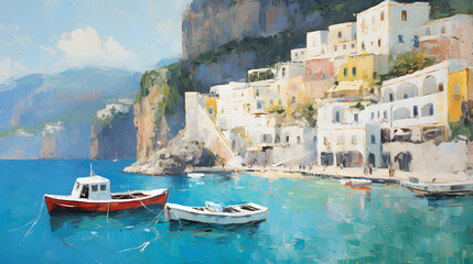 Positano Italy landscape oil painting abstract decorative painting