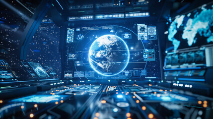 Fototapeta premium A hologram of planet Earth, futuristic technology concept