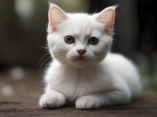 Obraz premium White Cat Animal Realistic Photo Illustration Art