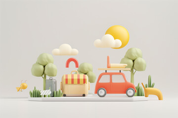 3d minimalistic lifestyle background illustration