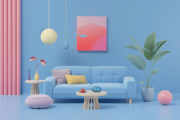 3d minimalistic lifestyle background illustration
