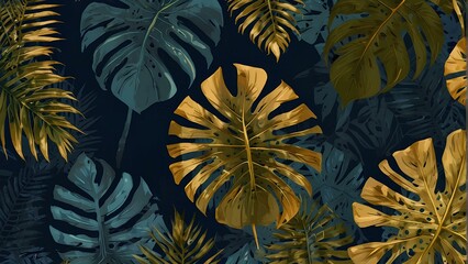 palm tree leaves in drawing style made an abstract background illustration. concept of nature.
