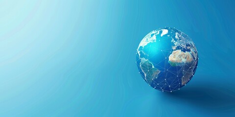 Earth globe with global network connection on blue background.