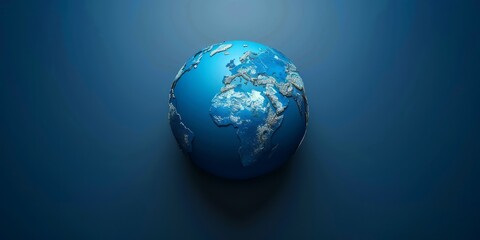 Fototapeta premium earth globe on blue background with copy space.