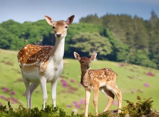 Doe and fawn fallow deer