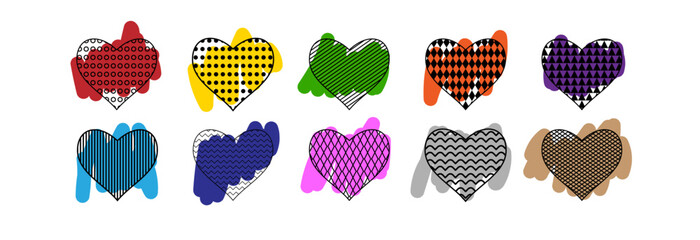 Heart icon in colorful variations, icon set.