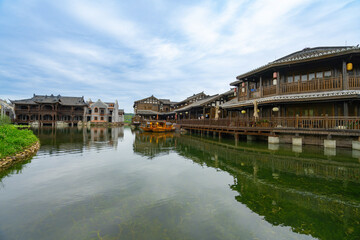 Obraz premium the beautiful ancient town of Lizhuang on the lake, Yibin City, Sichuan Province, China