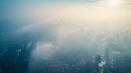 Tech Streamer Filming for Clean Air Awareness A City Engulfed in Smog from an Aerial Perspective Generative ai