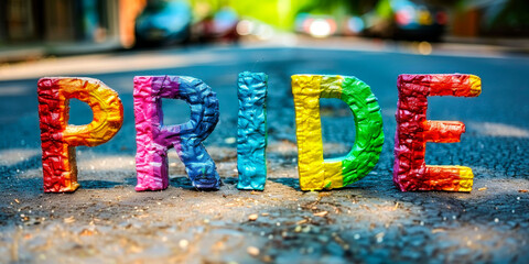 Fototapeta premium Rainbow PRIDE Typographic Background 