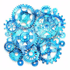 blue gears and cogs