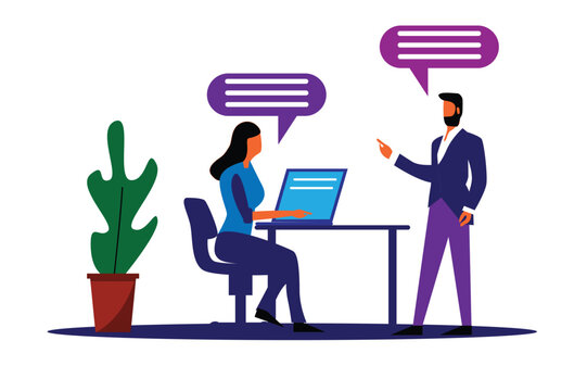 recommend clip art: Colleagues Chatting at Work in the Office. Business and collective work concept vector