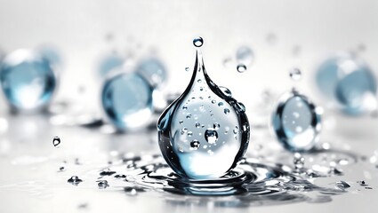 Realistic water droplets on white background design wallpaper