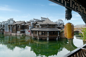 Obraz premium the beautiful ancient town of Lizhuang on the lake, Yibin City, Sichuan Province, China