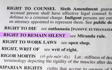 close up photo of the words right to remain silent