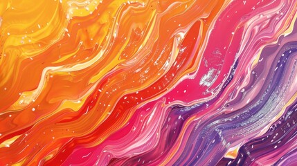 A vibrant close up painting featuring an Amber and Orange color palette with a marble texture,...