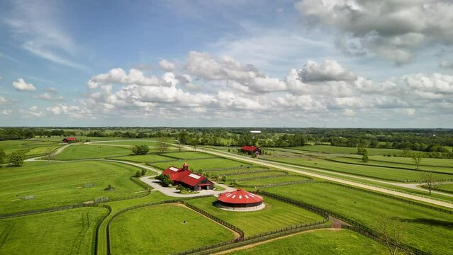 Soaring over the pastures and red-roofed barns of horse farms in Kentucky's Bluegrass region