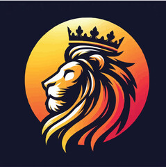 Fototapeta premium Gradient lion with crown | vector image 