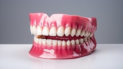 Obraz premium Dental Care. close up mouth senior or adult, Healthy Smile Elderly show beautiful of teeth, confident in orthodontics, advertising, white teeth, online plating, dentures, dental implants,