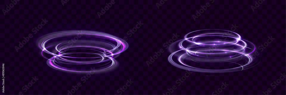 Poster glowing portal podium. set of round teleportation portals with glow in the dark neon light for vecto