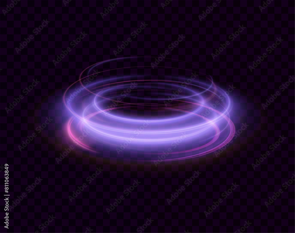 Poster glowing portal podium. set of round teleportation portals with glow in the dark neon light for vecto
