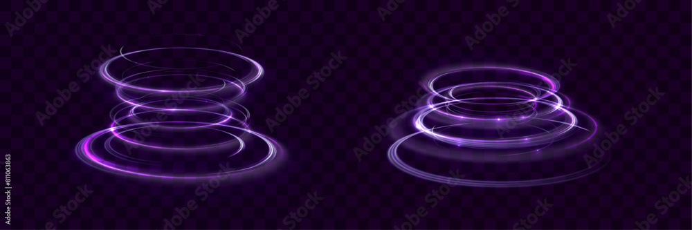 Poster glowing portal podium. set of round teleportation portals with glow in the dark neon light for vecto