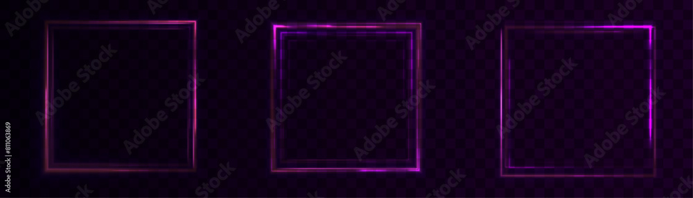 Poster glowing thin square frame on a transparent background. perfect design for header, logo and promotion