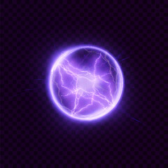 A powerful electrical discharge inside a magic ball. Bright Magic Ball 3D. Vector