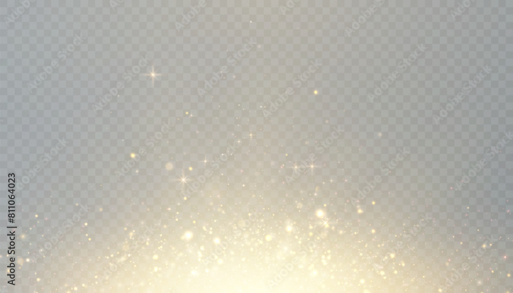 Aufkleber Christmas glow bokeh background of sparkling dust, gold dust light, background with bokeh light effect, yellow shimmer glow with bokeh and sparkling light. Vector