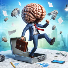 surreal businessman with big brain