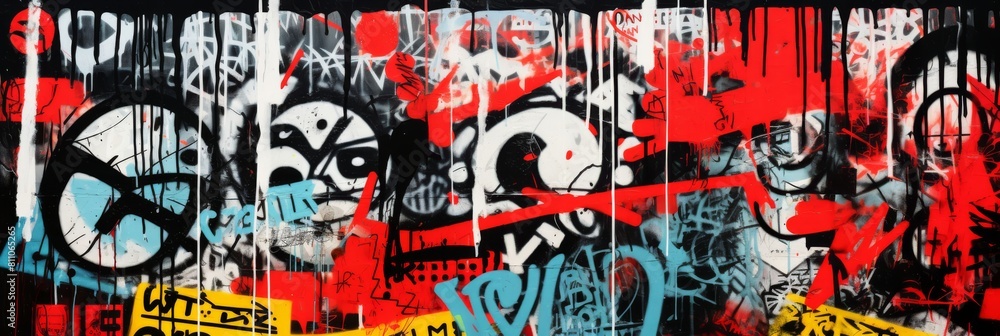 Poster urban street art in abstract forms. graffiti artwork with chaotic patterns. generative ai