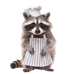 Raccoon wear aprons and chef hat 