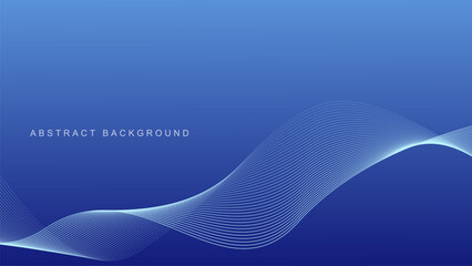 Abstract glowing wave lines on dark blue background. Dynamic wave pattern. Modern flowing wavy lines. Futuristic technology concept. Suit for banner, poster, cover, brochure, flyer, website