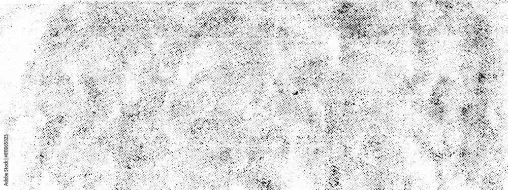 Poster rubbed aged texture with a halftone raster pattern. monochrome noise of dust or dirt, printing error