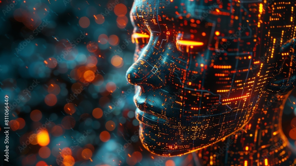 Aufkleber Modern computer technologies concept, deep data mining, machine learning, AI, and artificial intelligence. 3D rendering.