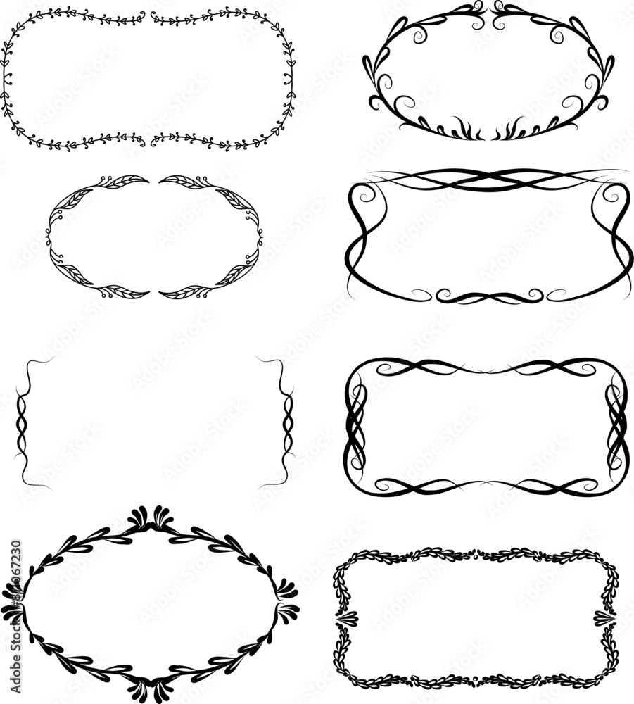 Poster frames and borders monograms, grass vines and leaves for banners business cards and just insert text