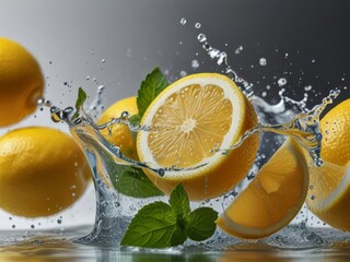 lemon water, lemonade. Lemon slices add zest to water in glass, enhancing flavor
