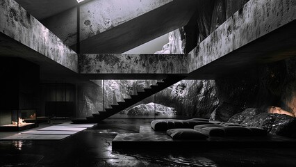 Modern villa living room design interior. Concept of relax. Minimalist Modern. Minimalist Apartment. Generate ai.