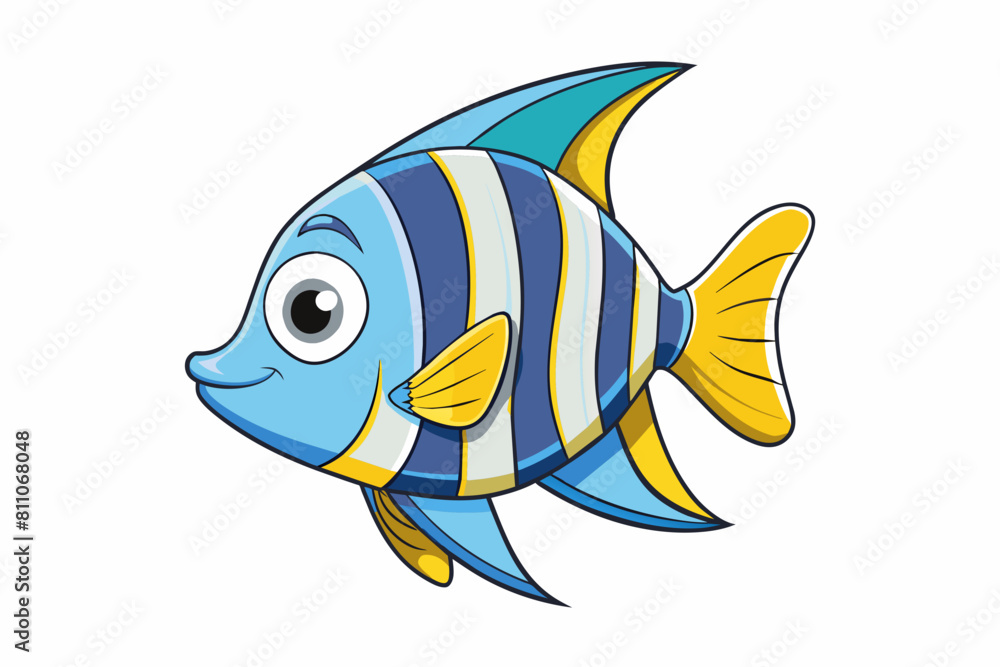 Wall mural freshwater angelfish cartoon vector illustration