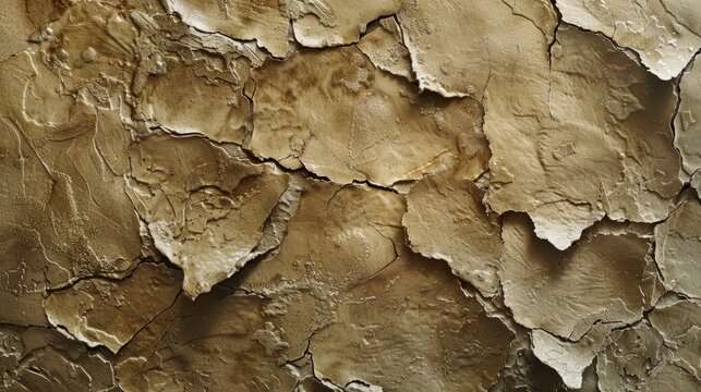 close-up of a dry cracked earth. The earth is light brown and the cracks are dark brown. The image is a good example of how dry and cracked earth can look.