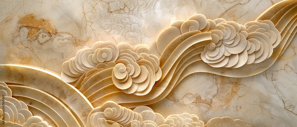 Poster gold background and pattern. a stunning design that captures the delicate side of traditional woodwo