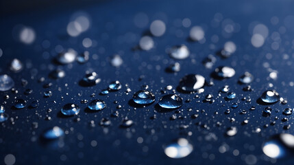 Realistic water droplets on indigo color background design wallpaper