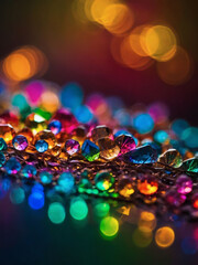 Spectral Splendor, Crystal Prism Macro Shot Capturing Colorful Light Spectrum