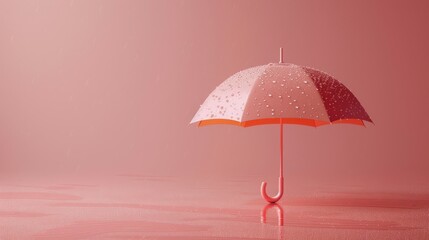 Pink pastel minimal scene with umbrella. 3d render.
