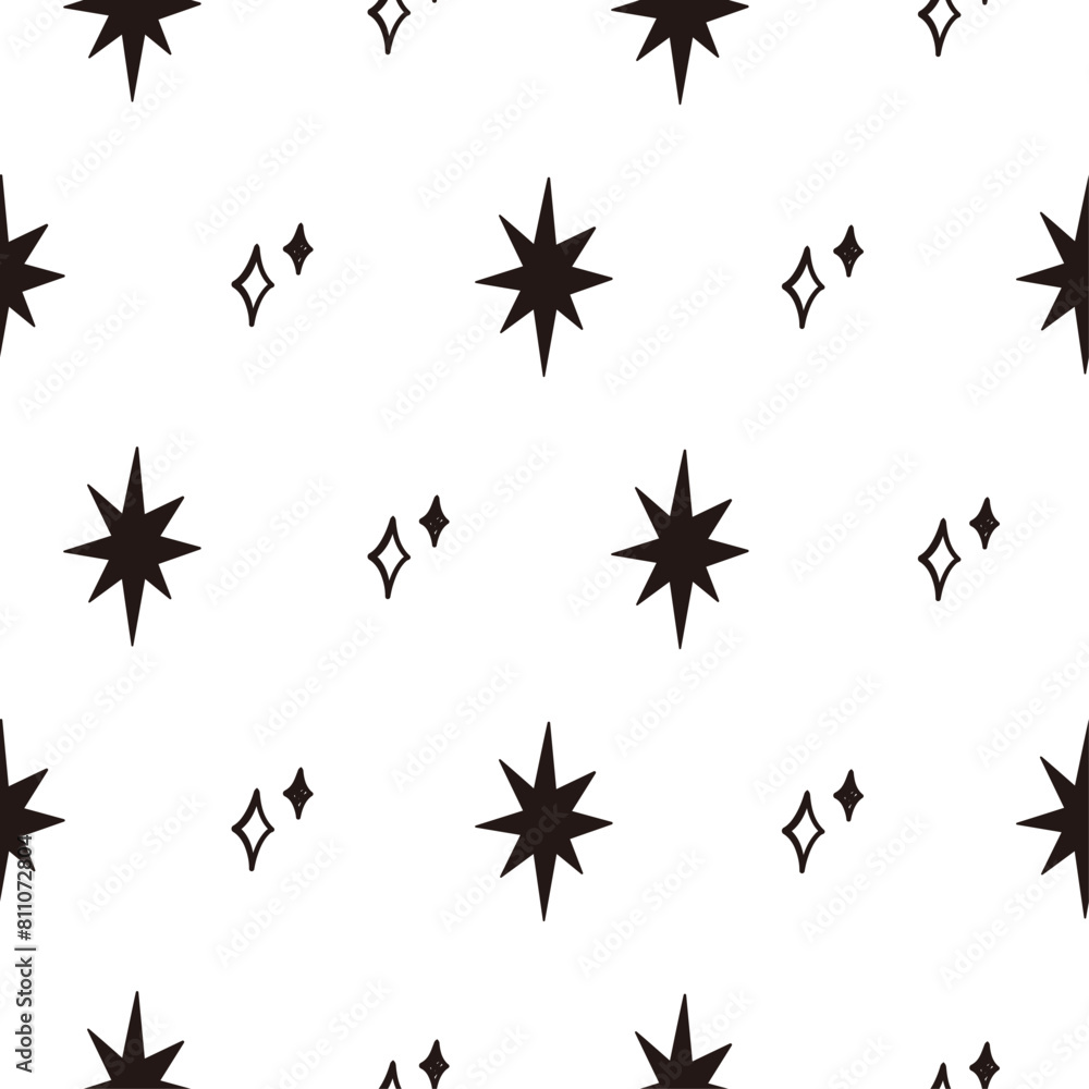 Canvas Prints sparkle stars seamless pattern, vector hand drawn background illustration.