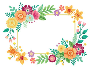 Obraz premium Wedding invitation colorful floral wreath frame spring flowers template 