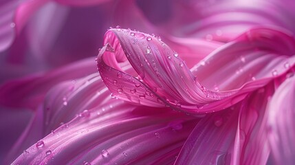   A close-up of a pink flower with water droplets on the heart-shaped petals